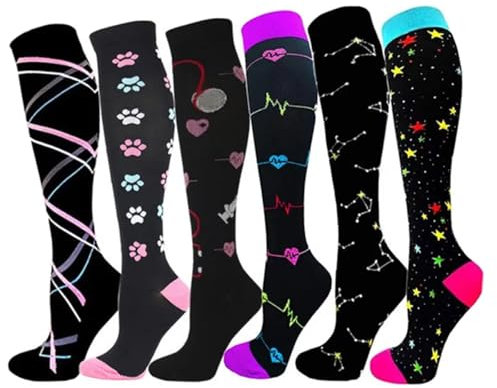 YXADGML Kompressionsstrümpfe Kompressionsstrümpfe for Leggings, Laufsport, Fußball, Unisex, Erwachsene, Socken, Edition Network, Rot, Druck, Krankenschwester, Herrensocken(MIX006-14,L-XL)
