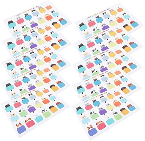 FOYTOKI Cute Cat Name Stickers for Kids Waterproof 10-Piece Labels Easy Peel Cat Blank Tags for Bottles and School Supplies