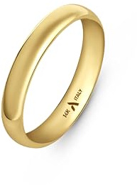 Amberta Fede Nuziale Oro 14K Giallo Bianco per Donna Uomo | Anello Donna Oro 14K Vero Solido per Lui e Lei Qualita' Premium Italiano: Giallo 3.5 mm Misura 13