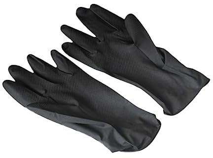 CTIRCHIU Black Latex Hair Salon and Laboratory Gloves, Medium Size, 5 Pairs Reusable Gloves for Hair Dyeing and Chemical Protection