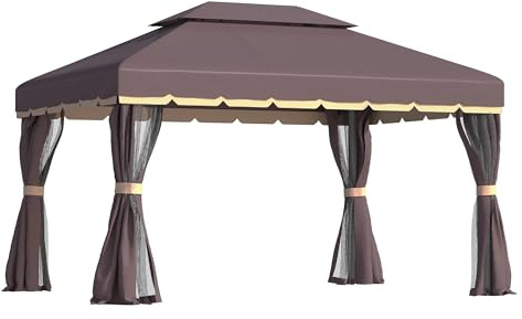 Gazebo Pliant Pavillon de Jardin, chapiteau, abri, Tente de fête avec Filets et Rideaux(Black)