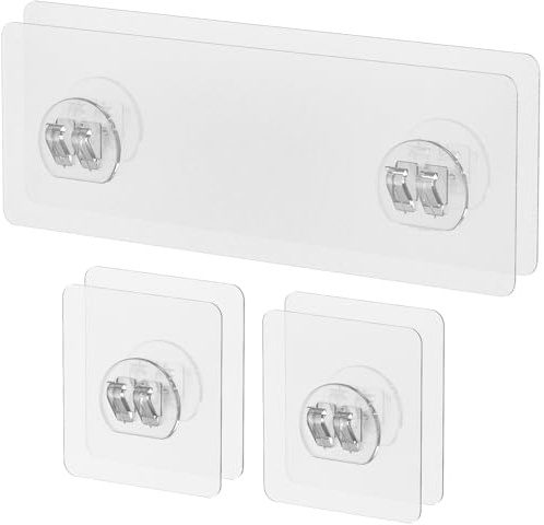 Uniclife 6 Pcs Shower Caddy Adhesive Hooks,Strong Shower Hooks, Caddy Adhesive Replacement, Transparent Bathing Sticky Strips for Bathroom Storage Shelves, Kitchen Racks and Baskets