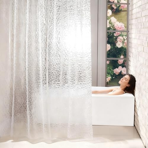MSLSOZ EVA Duschvorhang Wasserdicht, Transparent Duschvorhang 180 * 180, Kunststoff Duschvorhänge mit 12 Metallösen und 12 Kunststoff Hängeringe, geeignet für die meisten Hotels & Zuhause