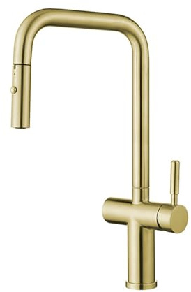 Miscelatore Cucina con Doccetta Estraibile Rubinetteria Cucina Estensibile Girevole 360° Maniglia Singola 2 Modalità Acciaio Inossidabile-Oro Spazzolato