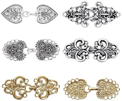 YFTRFR 6 Piezas Cárdigan Clips, Antigua Remolino Metal Fasteners Retro Broches Hebillas para Chal, Vestido, Bufanda, Mujer, Capas, Cuello y Camisas, Jersey de Lana, Chaleco(2 Color)