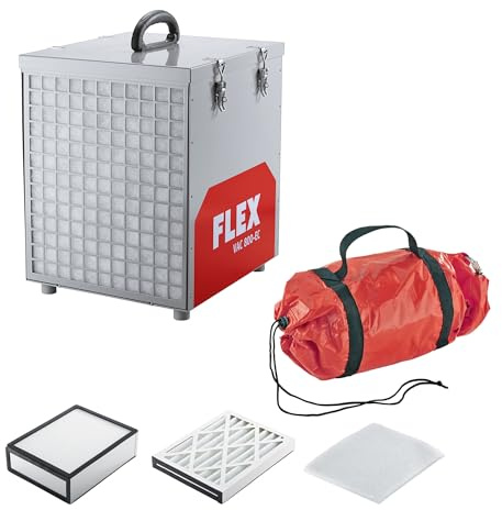 Flex Purificador de aire VAC 800-EC Air Protect 14 Set (blanco, rojo, purificador de aire, con filtro HEPA-14, dispositivo de filtro de polvo, polvo de construcción y renovación, limpieza en lugar de