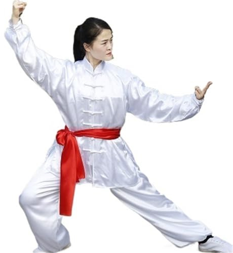 XUCZHAI Tai Chi-dräkt, serviceuniformer kampsport show, för barn och vuxna, herr dam i samma stycke, kläder (vit, XL)