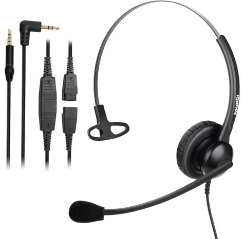 MAIRDI 2.5mm Headset with Microphone Noise Canceling for Panasonic Deskphone, Telephone Headset for Call Center Office, Phone Headset 2,5mm Jack for Polycom Cisco Vtech Undiden Cordless DECT