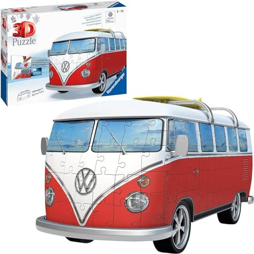 Ravensburger - Puzzle 3d Volkswagen T1 Camper | Puzzle 3d Per Adulti E Bambini A Partire Dagli 8 Anni | Modellismo Da Costruire Adulti Di 162 Pezzi | Regalo Bambino 8 Anni E Più