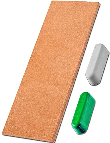 Leather Honing Strop 3 Inch by 8 Inch with 2oz. Green White Compound (STROP)