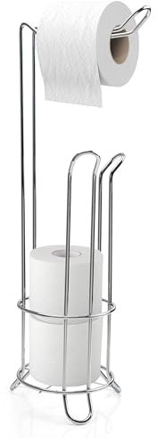 Stainless Steel Chrome Plated Free Standing Toilet Paper Roll Holder Wire Frame Bathroom Tissue Holder Shelf 3 Roll Storage