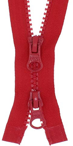 zipworld 2-Wege Reißverschluss Kunststoff - Plastik Zähne teilbar 5-6mm 2PZ rot - 148 (75cm)