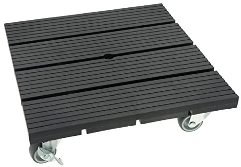 HRB WPC Pflanzenroller witterungsbestaendig 80 kg Tragkraft, Rollbrett Pflanzen, Untersetzer Blumentopf für den Innen- sowie Außenbereich (Eckig 30x30 cm, Anthrazit)