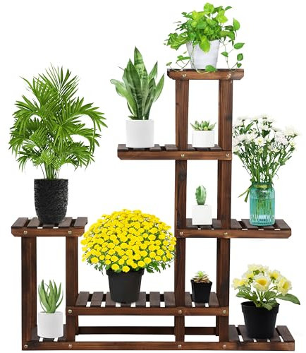 Yaheetech Scaffale Piante Porta Fiori Fioriera Verticale in Legno Espositore a 7 Ripiani da Interno e Esterno Supporto Giardino Balcone 97 x 25 x 96 cm