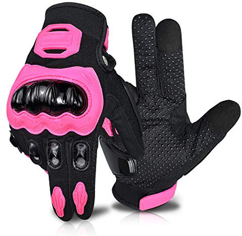 ELCYCO Guantes de motocicleta para mujer, pantalla táctil, verano, motocicleta, motocross, para carreras de carretera, ciclismo, escalada, motocross (rosa, grande)