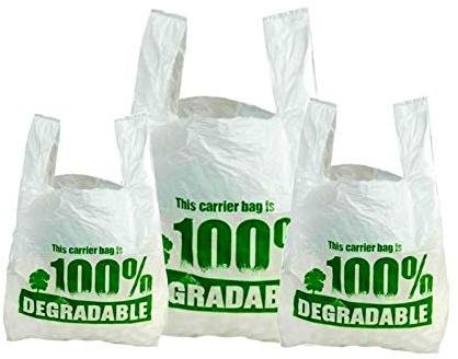 Capra Falconeri Tragetaschen (27,9 x 43,2 x 53,3 cm) große weiße Plastiktüten mit Griffen – starke 100 % Tragetaschen, abbaubare Weste, wiederverwendbar, recycelbar, Einkaufstasche, umweltfreundliche