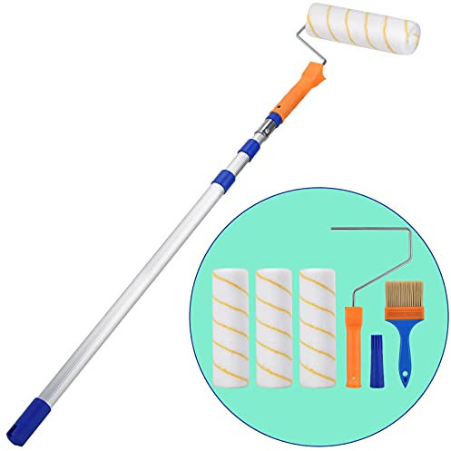 LEEFENGQI rullo per pittura allungabile, asta telescopica, Kit di Verniciatura Parete in Lega di Alluminio Fino a 200cm e Pennello Piatto per Dipingere e Decorare Muro Casa