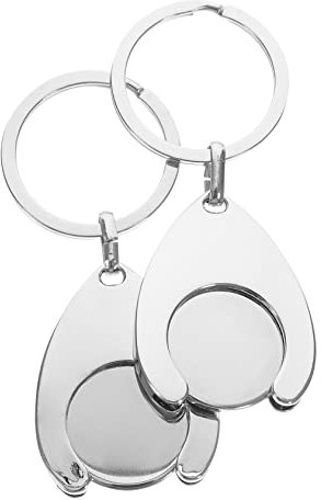 Veemoon Shopping Trolley Token Key Ring Metal Keychain Pendant Portable Supermarket Cart Coin Remover 2pcs for Convenient Shopping
