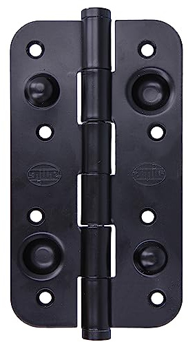 Amig - Bisagra de Seguridad para Puertas | Cantos Redondos | Apertura y Cierre Silenciosos | Sujeta Puertas de Entrada con Firmeza | Acero | Negro | 150 x 82 x 3 mm
