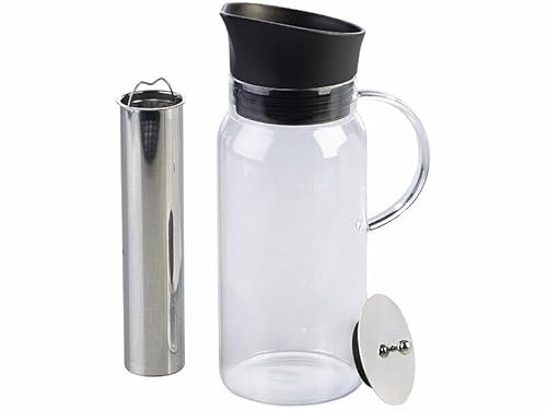 Rosenstein & Söhne Karaffe: Cold-Brew-Kaffeebereiter aus Glas, mit Edelstahlfilter, 1.200 ml (Kaffeemaker, Glaskaraffe, Kaffeemaschine)