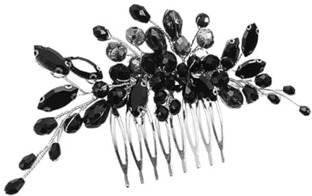 VINTORKY Peineta negra con cristales para novia, accesorio para el cabello brillante, elegante peineta de boda, accesorios para el cabello para ocasiones especiales
