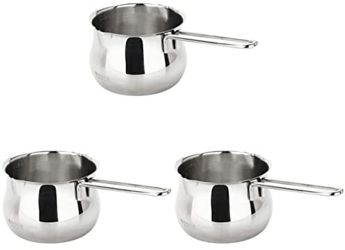 OUSIKA Ramen Acier Soupe de Riz Petite Cire Chauffante Assaisonnement Barre Poignée Double Casserole Inox avec Nourriture for Soucoupes à Lait Mini Casserole Chaudière Maison Melting Pot Sirop Argent