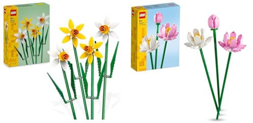 LEGO Creator Les Fleurs de Lotus, Kit de Construction pour Filles et Garçons Dès 8 Ans & Creator Jonquilles, Kit de Construction de Fleurs Artificielles, Construisez et Exposez
