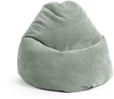 Sitting Point by Magma BeanBag Shara XXL Sitzsack aus Flauschcord - 80 x 130cm, Hülle waschbar, Salbei, Oeko-TEX® Standard-Zertifiziert
