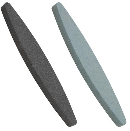 Granos 180 & 240 piedra afiladora de aluminio y carburo de silicio para cuchillos de 2 piezas, piedra de afilado para hachas, podadoras, falsas y cuchillas de cortacéspedes