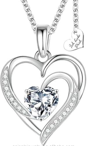 Herzkette Silber 925 / Gold vergoldet Halskette Damen Ich Liebe Dich Kette Silberkette Herzanhänger Herz Schmuck Geschenke Frauen Freundin Geburtstag Hochzeitstag Liebesgeschenk rot (Silber-Klar)