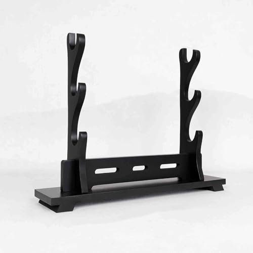 HJHUUA Schwertständer,Schwarz Density Board Displayständer,Holzhalter für Katana,Wakizashi,Bokken,Lichtschwert,Flöte