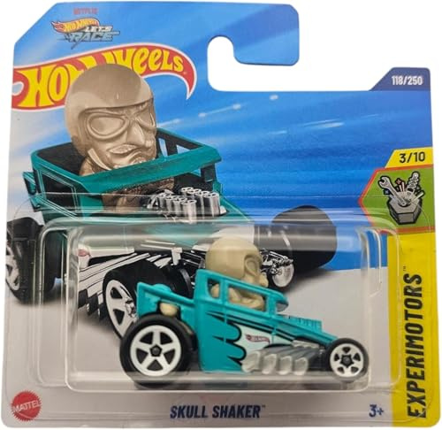 Hot Wheels Skull Shaker, Experimentors Series, Turquoise Die-Cast Car, 3/10, 118/250