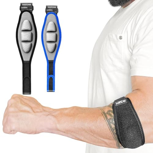 MARDAN ®️ 1 X Codera Negra - Codera Epicondilitis Hombre y Mujer – Coderas Epicondilitis con Almohadilla Ajustable, Brazalete para Codo de Tenista y Tendinitis