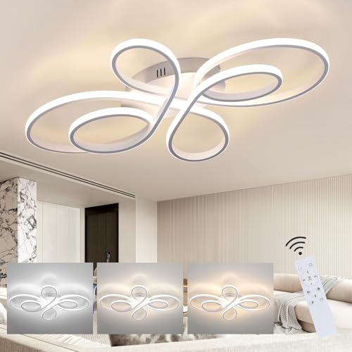 ZMH Deckenlampe LED Deckenleuchte Groß 100CM 90W Weiß Wohnzimmerlampe | Dimmbar Deckenleuchte 3000-6500K Modern Schlafzimmerlampe Fernbedienung Design Deckenbeleuchtung für Esszimmer Küche Büro