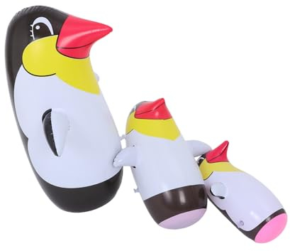STOBAZA 3stücke Aufblasbarer Pinguin Cartoon Design Spielzeug Für Junge Mädchen Outdoor Garten Aus PVC Material Mit Becherboden Für Stabilität Partydekoration Und Interaktives Spielen