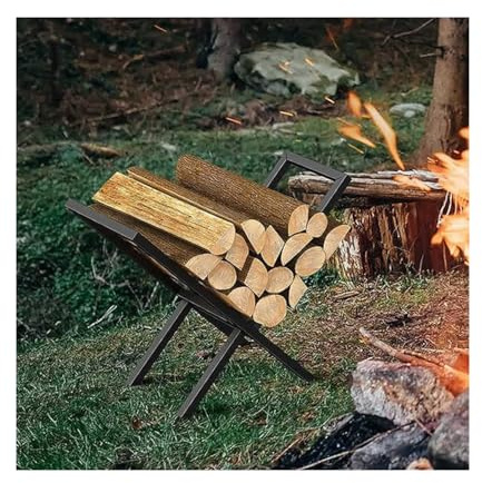 Estante de leña para leña, soporte de almacenamiento de madera resistente para interiores y exteriores, perfecto para hogueras y organización de pilas de madera
