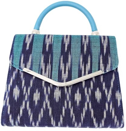 Orientae Siam Heritage Borsa Donna Vera Seta Thailandese, Blu