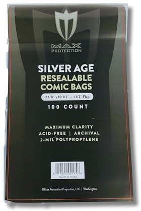 Max Protection Silver Comic Bags - RESEALABLE - 7-1/8x10-1/2-100ct Pack (1000 Bags)