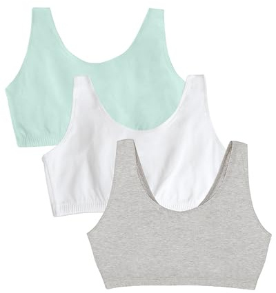 Fruit of The Loom Women's Built-Up Sports Bra, Red Hot White/Black-3 Pack, 34