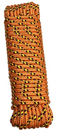 Corda polipropilene 8 mm x 20 m, Arancione/Nero/Giallo Guinzaglio, Multiuso corda, Carico di rottura: 700 kg (1x 20 m x 8 mm)