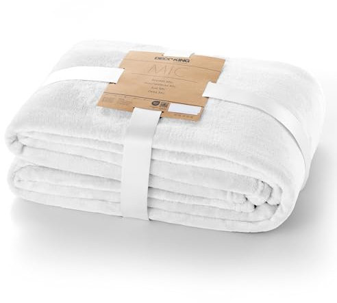 DecoKing Kuscheldecke 220x240 cm Elfenbein Decke Microfaser Tagesdecke Fleece weich sanft kuschelig Ivory Mic