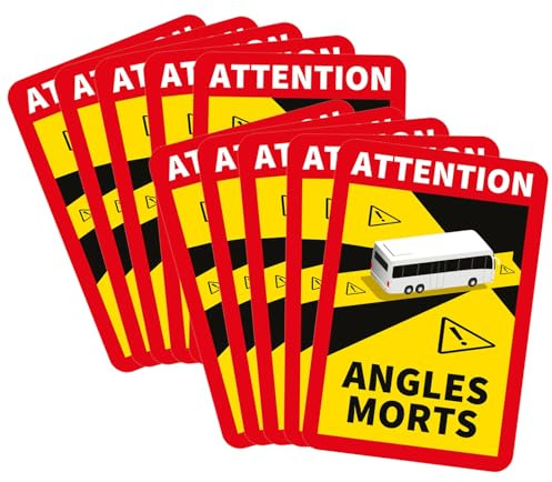 lepni.me 10 Stycken Buss Angles Morts Klistermärken för Frankrike | Extra Stark Vidhäftning och UV-skydd | Varningsskylt för Uppmärksamhet | Fordons Klistermärke för Döda Vinkeln (10PCS BUSS)