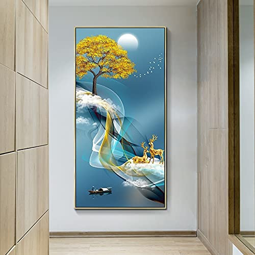 5D Diamant Painting Set Geldbaum,Komplettes DIY Diamant Gemälde Voller Bohrer,Groß Diamantmalerei Kreuzstich-Set für Erwachsene Kunst Basteln Leinwand für Home Wand-Decor70x160cm