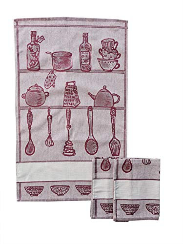 M&O Strofinacci Asciughini Canovacci 3 Pezzi Misura Maxi Cm 60x86 Tela Aida Ricamo Punto Croce Hobby Cucito Fondo Colore Ecru Variante Cucina Disponibile in 7 Colori Prodotto in Italia (Bordeaux)