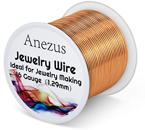 Anezus 16 Gauge Jewelry Wire, Craft Wire Tarnish Resistant Copper Wire for Jewelry Making, Wire Wrapping and Crafting(Copper, 11 Yards /10 Meters)