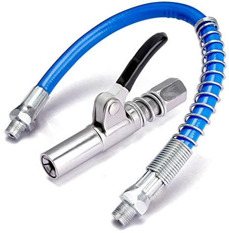 dafuhao Grease Gun Coupler, Quick Release Grease Coupler, Lock-Type Single Handle Grease Gun Coupling with 30cm Connecting Hose, Compatible with All Standard Grease Guns