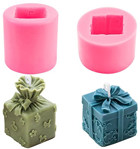 Kerzen Formen Silikon Kerzen Gießform 3D Silikonform Kerze Kerzengießform DIY Kerzen Geschenkbox Form für Handgefertigte Seife Duftkerzen Handwerk Ornamente(2 Stück)