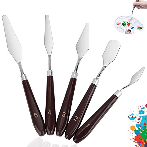 NUWIQ Malmesser Set, Künstlerbedarf, Spachtel Set für Acryl Malen und Ölfarben Verwendet, 5 Stück