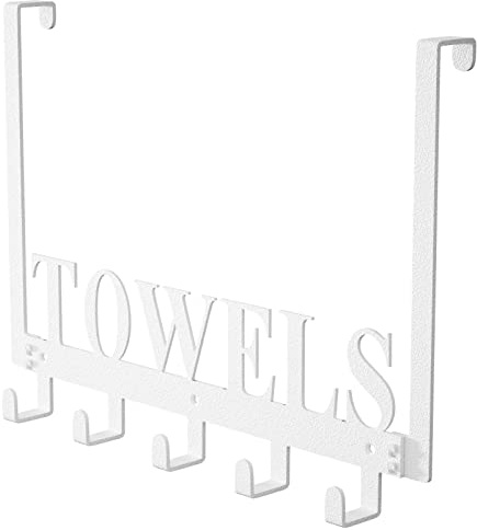 Joyoldelf Türhaken Kleiderbügel, Türhaken Ohne Bohren, Türhänger zum Aufhängen von Mänteln, Handtüchern, Hüten, Kleidung, für Schlafzimmer, Badezimmer, Wohnzimmer, Küchentür - mit 5 Haken (Weiß)