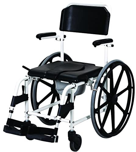 FabaCare Dusch- und Toilettenrollstuhl, Duschrollstuhl, Badezimmerrollstuhl, Rollstuhl fürs Bad, 24 Zoll